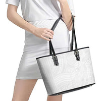 Samoan DNA Art Tattoo Leather Tote Bag Polynesian Pattern All White LT03 - Polynesian Pride