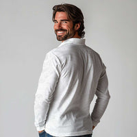 Samoan DNA Art Tattoo Long Sleeve Polo Shirt Polynesian Pattern All White LT03 - Polynesian Pride
