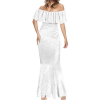 Samoan DNA Art Tattoo Mermaid Dress Polynesian Pattern All White LT03 - Polynesian Pride