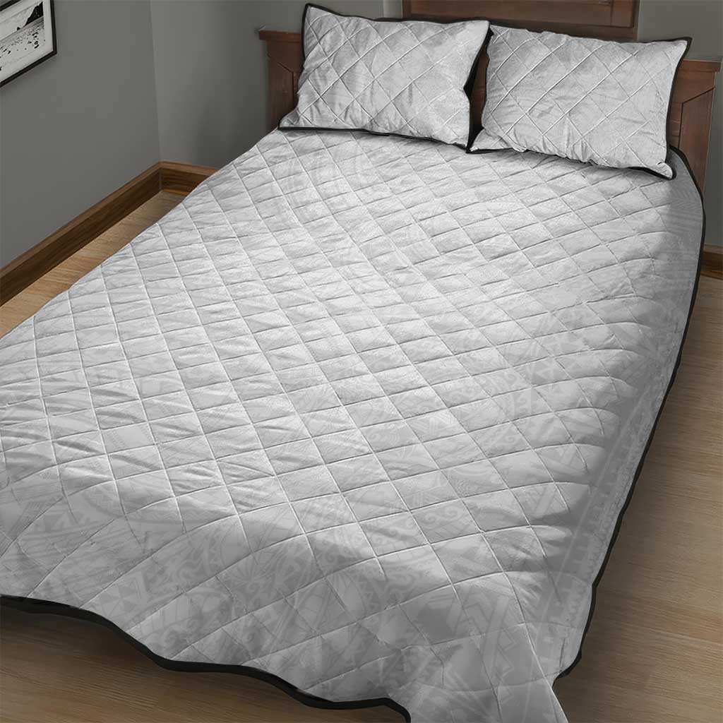 Samoan DNA Art Tattoo Quilt Bed Set Polynesian Pattern All White LT03 - Polynesian Pride