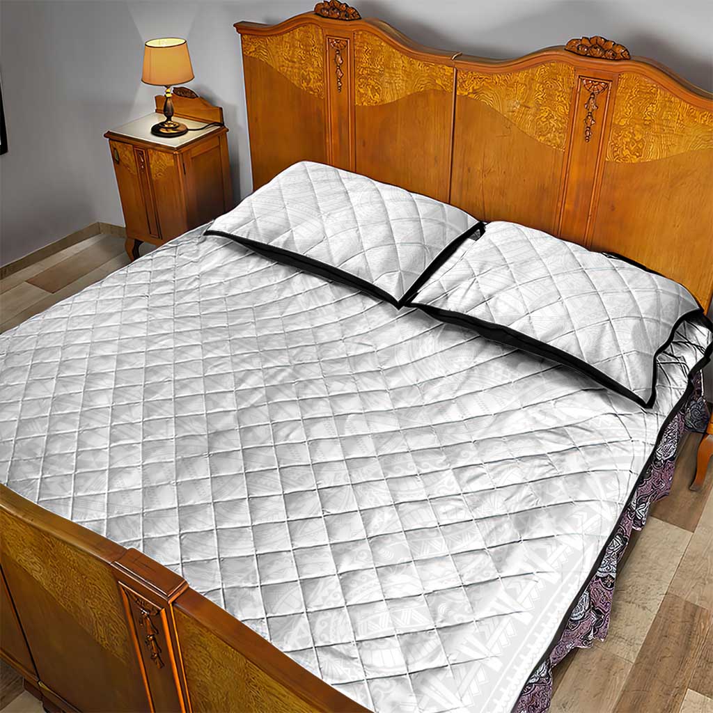 Samoan DNA Art Tattoo Quilt Bed Set Polynesian Pattern All White LT03 - Polynesian Pride