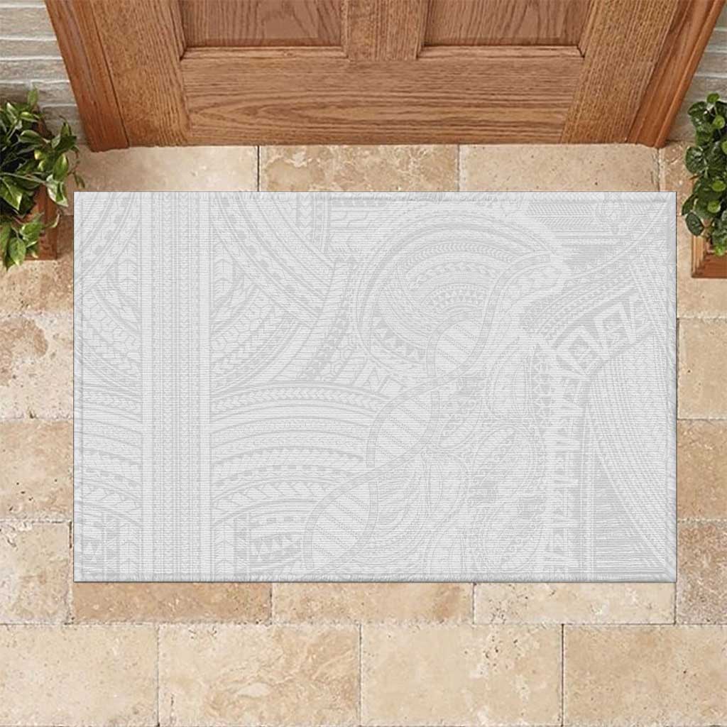 Samoan DNA Art Tattoo Rubber Doormat Polynesian Pattern All White