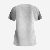 Samoan DNA Art Tattoo Scrub Top Polynesian Pattern All White LT03 - Polynesian Pride