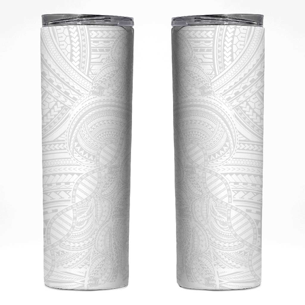 Samoan DNA Art Tattoo Skinny Tumbler Polynesian Pattern All White LT03 White - Polynesian Pride