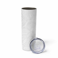 Samoan DNA Art Tattoo Skinny Tumbler Polynesian Pattern All White LT03 - Polynesian Pride