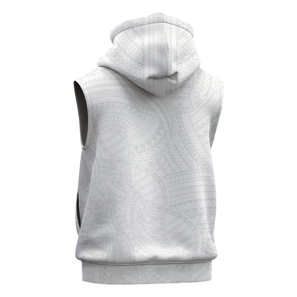 Samoan DNA Art Tattoo Sleeveless Hoodie Polynesian Pattern All White LT03 - Polynesian Pride