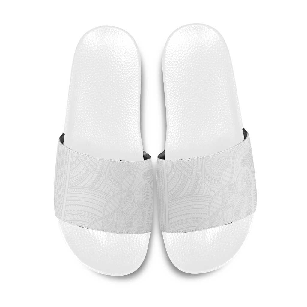 Samoan DNA Art Tattoo Slide Sandals Polynesian Pattern All White LT03 White - Polynesian Pride