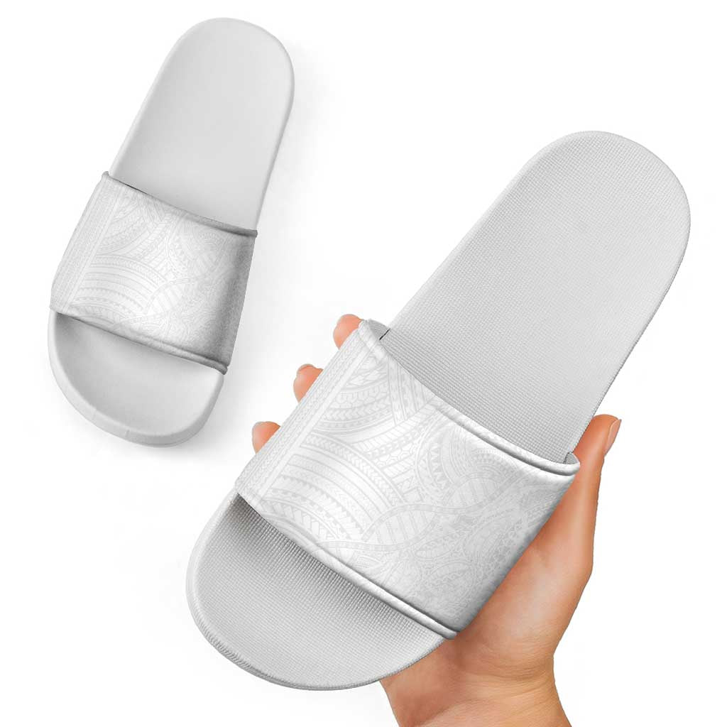 Samoan DNA Art Tattoo Slide Sandals Polynesian Pattern All White LT03 - Polynesian Pride