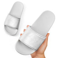Samoan DNA Art Tattoo Slide Sandals Polynesian Pattern All White LT03 - Polynesian Pride