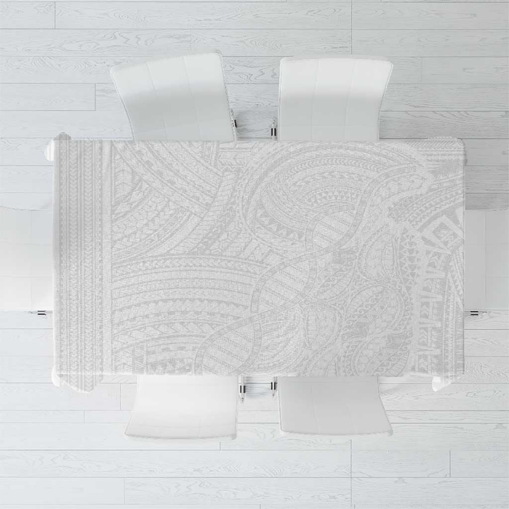 Samoan DNA Art Tattoo Tablecloth Polynesian Pattern All White