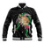 Hawaii Pikake and Maile Lei Baseball Jacket Honu Polynesian Pattern Black Color