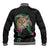 Hawaii Pikake and Maile Lei Baseball Jacket Honu Polynesian Pattern Black Color
