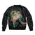 Hawaii Pikake and Maile Lei Bomber Jacket Honu Polynesian Pattern Black Color
