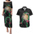 Hawaii Pikake and Maile Lei Couples Matching Puletasi and Hawaiian Shirt Honu Polynesian Pattern Black Color