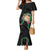 Hawaii Pikake and Maile Lei Family Matching Mermaid Dress and Hawaiian Shirt Honu Polynesian Pattern Black Color