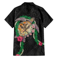 Hawaii Pikake and Maile Lei Family Matching Summer Maxi Dress and Hawaiian Shirt Honu Polynesian Pattern Black Color LT03 - Polynesian Pride