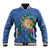 Hawaii Pikake and Maile Lei Baseball Jacket Honu Polynesian Pattern Blue Color