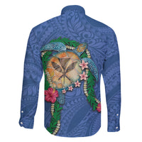 Hawaii Pikake and Maile Lei Family Matching Summer Maxi Dress and Hawaiian Shirt Honu Polynesian Pattern Blue Color LT03 - Polynesian Pride