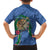 Hawaii Pikake and Maile Lei Kid Hawaiian Shirt Honu Polynesian Pattern Blue Color