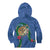 Hawaii Pikake and Maile Lei Kid Hoodie Honu Polynesian Pattern Blue Color