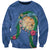 Hawaii Pikake and Maile Lei Sweatshirt Honu Polynesian Pattern Blue Color