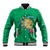 Hawaii Pikake and Maile Lei Baseball Jacket Honu Polynesian Pattern Green Color