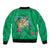 Hawaii Pikake and Maile Lei Bomber Jacket Honu Polynesian Pattern Green Color
