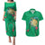 Hawaii Pikake and Maile Lei Couples Matching Puletasi and Hawaiian Shirt Honu Polynesian Pattern Green Color