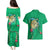 Hawaii Pikake and Maile Lei Couples Matching Puletasi and Hawaiian Shirt Honu Polynesian Pattern Green Color