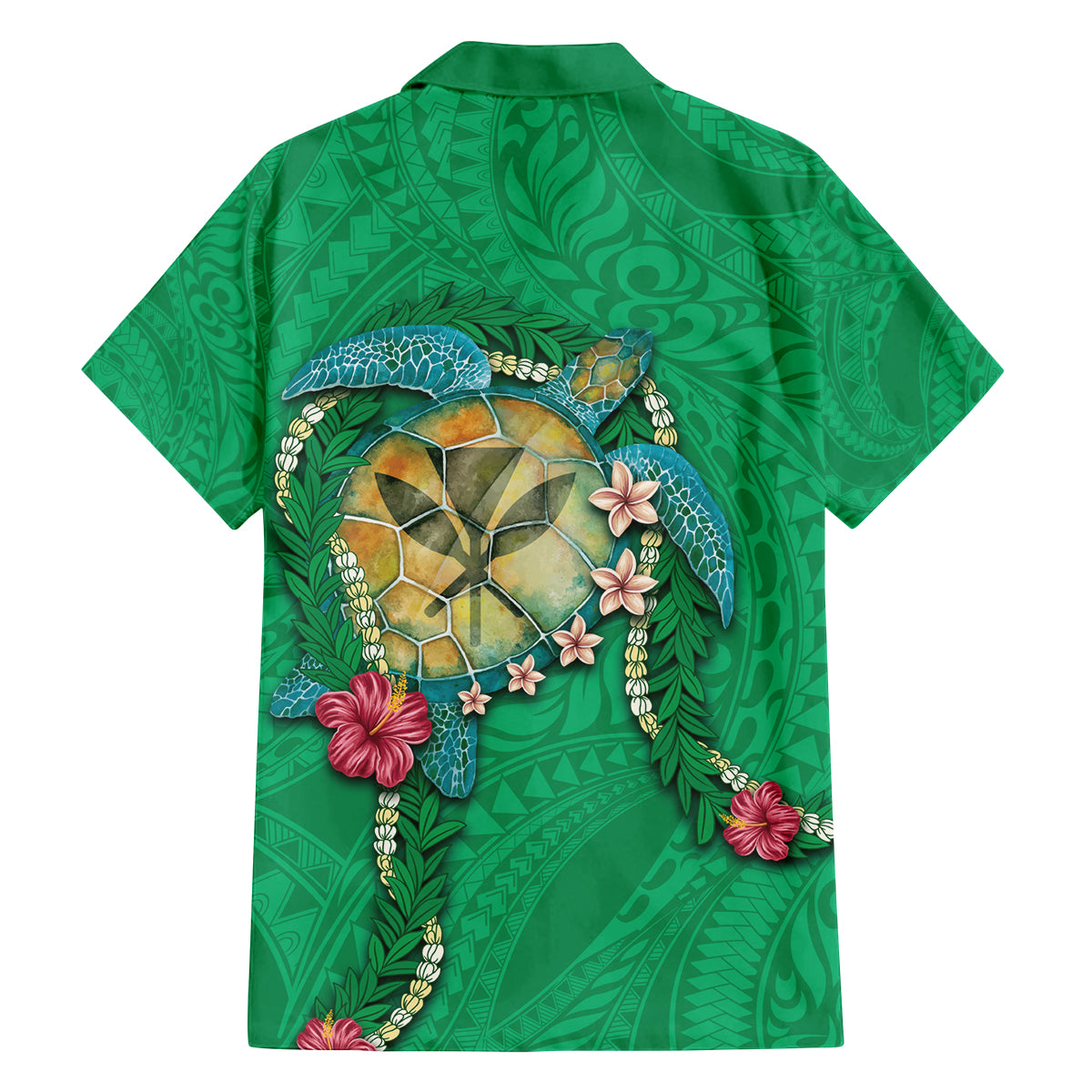 Hawaii Pikake and Maile Lei Family Matching Summer Maxi Dress and Hawaiian Shirt Honu Polynesian Pattern Green Color LT03 - Polynesian Pride