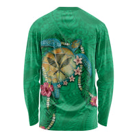 Hawaii Pikake and Maile Lei Long Sleeve Shirt Honu Polynesian Pattern Green Color LT03 - Polynesian Pride
