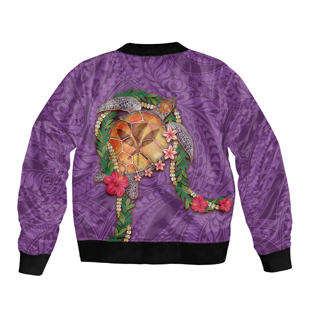 Hawaii Pikake and Maile Lei Bomber Jacket Honu Polynesian Pattern Pink Color LT03 - Polynesian Pride