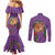 Hawaii Pikake and Maile Lei Couples Matching Mermaid Dress and Long Sleeve Button Shirt Honu Polynesian Pattern Pink Color