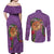 Hawaii Pikake and Maile Lei Couples Matching Off Shoulder Maxi Dress and Long Sleeve Button Shirt Honu Polynesian Pattern Pink Color