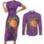 Hawaii Pikake and Maile Lei Couples Matching Short Sleeve Bodycon Dress and Long Sleeve Button Shirt Honu Polynesian Pattern Pink Color