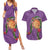 Hawaii Pikake and Maile Lei Couples Matching Summer Maxi Dress and Hawaiian Shirt Honu Polynesian Pattern Pink Color