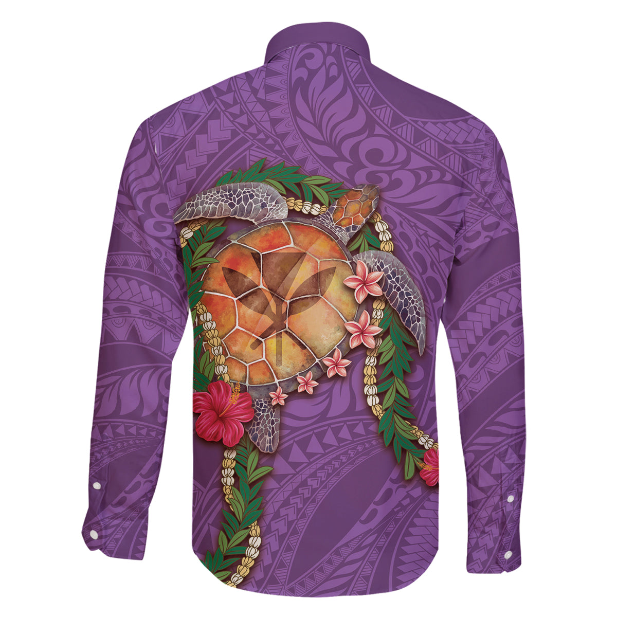 Hawaii Pikake and Maile Lei Family Matching Off The Shoulder Long Sleeve Dress and Hawaiian Shirt Honu Polynesian Pattern Pink Color LT03 - Polynesian Pride