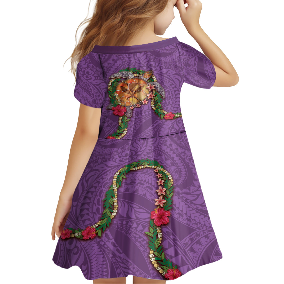 Hawaii Pikake and Maile Lei Family Matching Summer Maxi Dress and Hawaiian Shirt Honu Polynesian Pattern Pink Color LT03 - Polynesian Pride