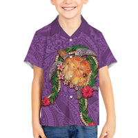 Hawaii Pikake and Maile Lei Family Matching Summer Maxi Dress and Hawaiian Shirt Honu Polynesian Pattern Pink Color LT03 Son's Shirt Pink - Polynesian Pride