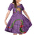 Hawaii Pikake and Maile Lei Kid Short Sleeve Dress Honu Polynesian Pattern Pink Color