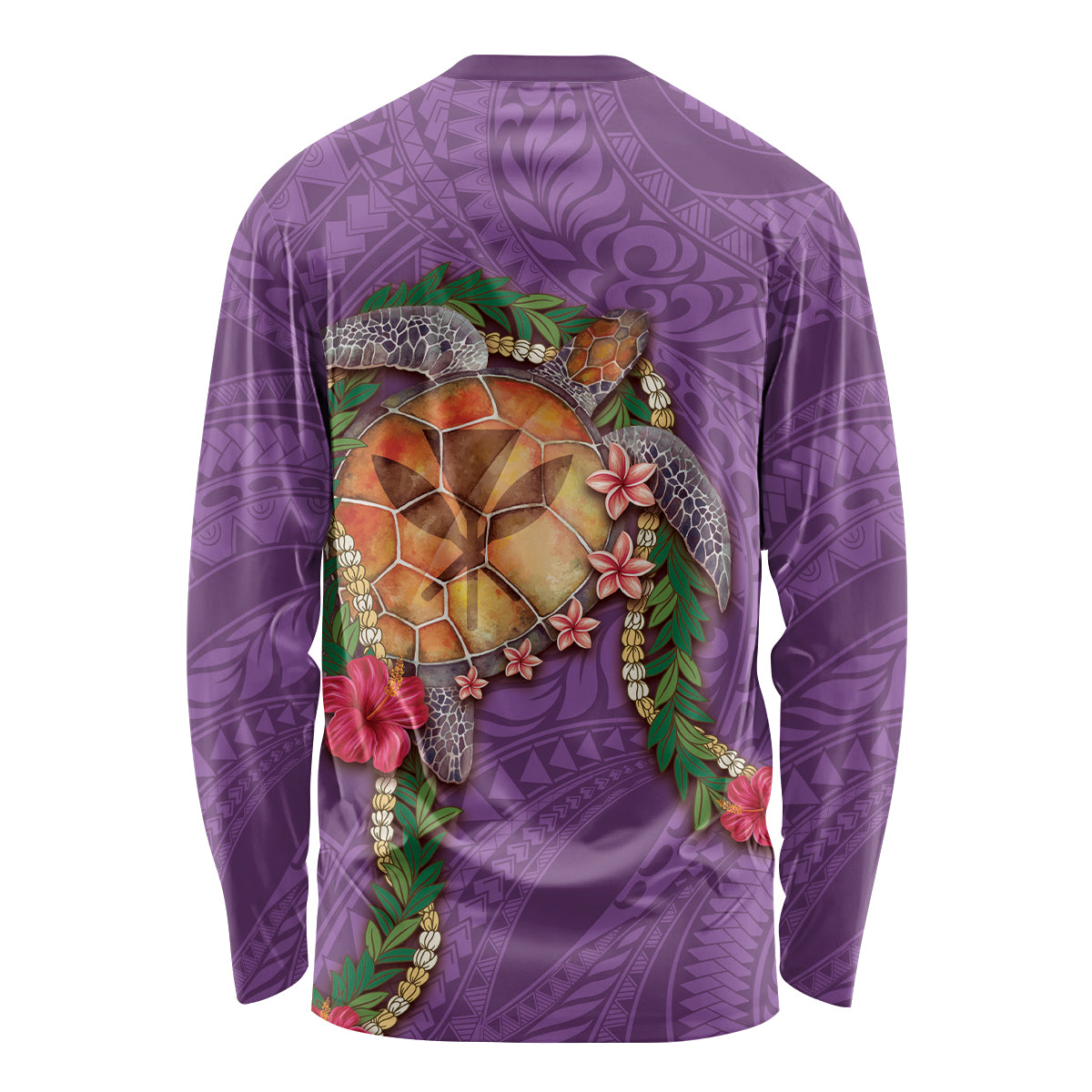 Hawaii Pikake and Maile Lei Long Sleeve Shirt Honu Polynesian Pattern Pink Color LT03 - Polynesian Pride