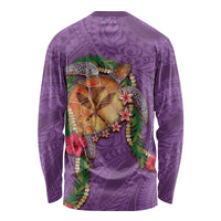 Hawaii Pikake and Maile Lei Long Sleeve Shirt Honu Polynesian Pattern Pink Color LT03 - Polynesian Pride