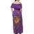 Hawaii Pikake and Maile Lei Off Shoulder Maxi Dress Honu Polynesian Pattern Pink Color