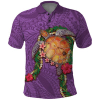 Hawaii Pikake and Maile Lei Polo Shirt Honu Polynesian Pattern Pink Color