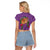 Hawaii Pikake and Maile Lei Raglan Cropped T Shirt Honu Polynesian Pattern Pink Color