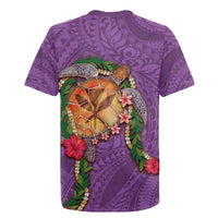 Hawaii Pikake and Maile Lei Rugby Jersey Honu Polynesian Pattern Pink Color