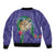Hawaii Pikake and Maile Lei Bomber Jacket Honu Polynesian Pattern Purple Color