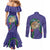 Hawaii Pikake and Maile Lei Couples Matching Mermaid Dress and Long Sleeve Button Shirt Honu Polynesian Pattern Purple Color