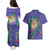 Hawaii Pikake and Maile Lei Couples Matching Puletasi and Hawaiian Shirt Honu Polynesian Pattern Purple Color