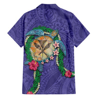 Hawaii Pikake and Maile Lei Family Matching Off Shoulder Short Dress and Hawaiian Shirt Honu Polynesian Pattern Purple Color LT03 - Polynesian Pride